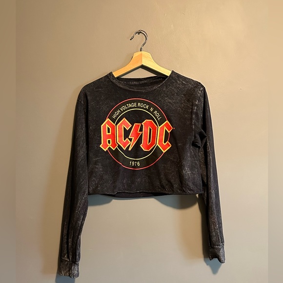 Tops | Acdc Long Sleeve Crop | Poshmark